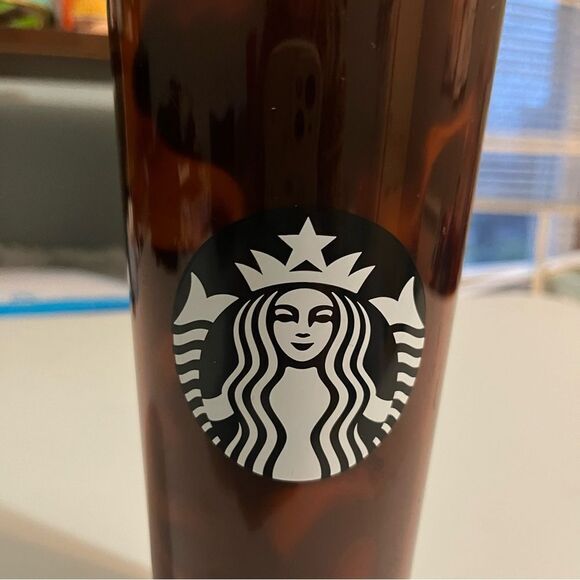 New Starbucks Brown Tortoise Shell 24oz Cold Hot Cup ToGo Tumbler - Picture 4 of 6